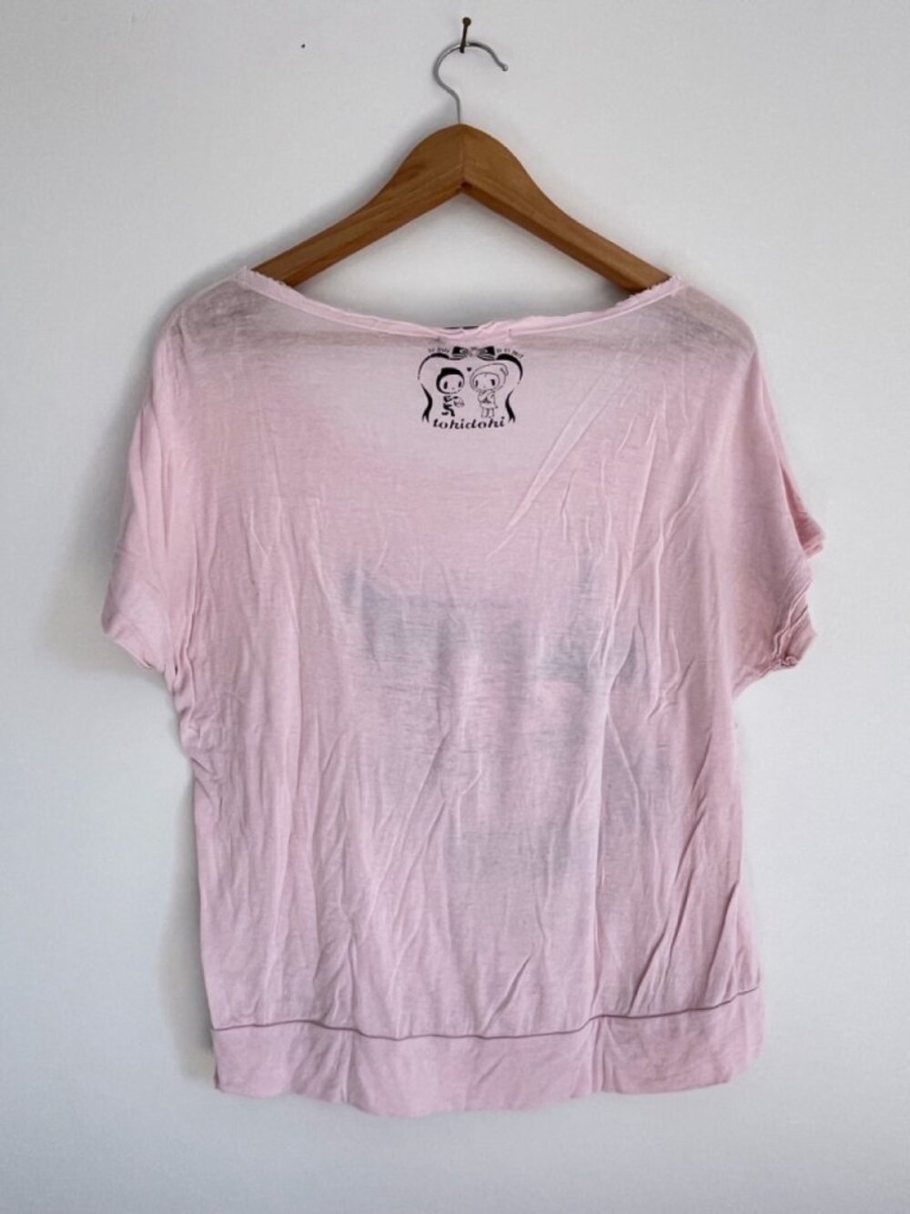 tokidoki Je T'aime Paris Graphic Tee Distressed Pink Size S Vintage - Picture 6 of 10